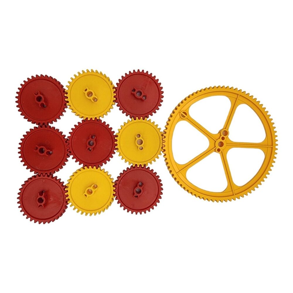 Lot of 10 K'nex Gears Red Yellow 2.25" & Large 5.125" Replacement Parts STEM